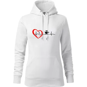 Dámská mikina Moje srdce bije pro kávu - Mikina dámská Cape s kapucí - S ( Bílá )