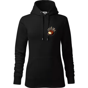Dámská mikina Kaštanový ježeček - prso - Mikina dámská Cape s kapucí - 2XL ( Černá )