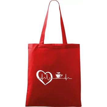 Nákupní taška Moje srdce bije pro kávu - Taška bavlněná - 42 x 38 cm ( Červená )