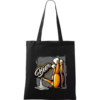 Nákupní taška Beer lahve - Taška bavlněná - 42 x 38 cm ( Černá )