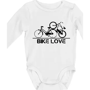Bike love - Body kojenecké s dlouhým rukávem - Dlouhý r. do 3 měs ( Bílá )