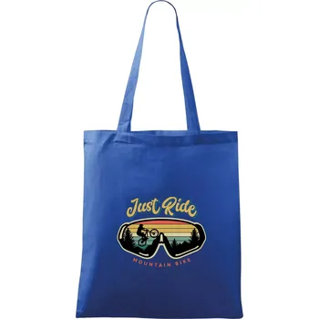 Nákupní taška Just ride mountain bike - Taška bavlněná - 42 x 38 cm ( Královská modrá )
