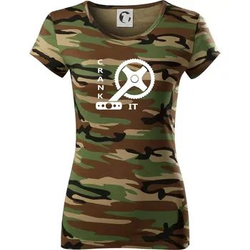 Dámské tričko Crank it - Dámské maskáčové triko - XS ( Hnědý maskáč )