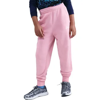 Dívčí tepláky Nike Kids Sportswear Club Fleece High-Waisted Fitted - med soft pink/white Růžový (XL)