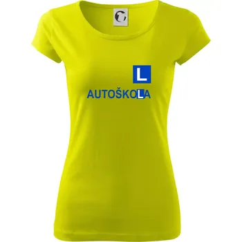Dámské tričko Autoškola nápis - Dámské triko Pure - M ( Limetková )