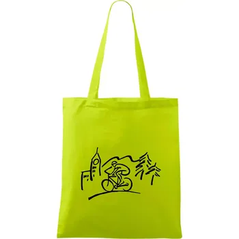 Cyklista na výletě - Taška bavlněná - 42 x 38 cm ( Limetková )