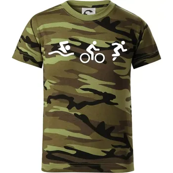 Triathlon postavy - Dětské maskáčové triko - 122 cm/6 let ( Zelený maskáč )