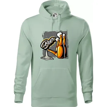 Pánská mikina Beer lahve - Mikina pánská Cape s kapucí - 4XL ( Sage )
