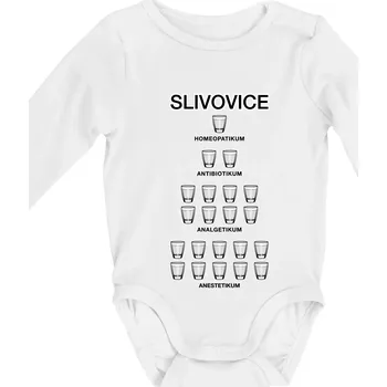 Slivovice počítání (Hana-creative) - Body kojenecké s dlouhým rukávem - Dlouhý r. 3-6 měs ( Bílá )