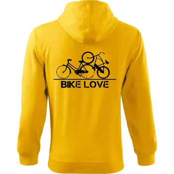 Pánská mikina Bike love - Mikina s kapucí na zip trendy zipper - 3XL ( Žlutá )