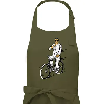 Kuchyňská zástěra Gentleman na kole s pivem - Dámská zástěra na vaření - Univerzální velikost ( Khaki )