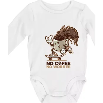 Kojenecký body No cofee no workee - Body kojenecké s dlouhým rukávem - Dlouhý r. do 3 měs ( Bílá )