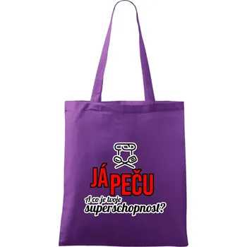 Já peču - tvoje superschopnost? rovný nápis - Taška bavlněná - 42 x 38 cm ( Fialová )
