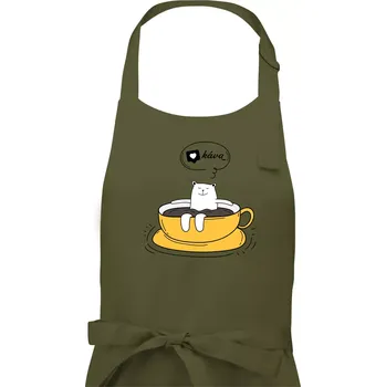 Kuchyňská zástěra Miluji kávu - Pánská zástěra na vaření - Univerzální velikost ( Khaki )