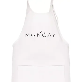Kuchyňská zástěra Monday nápis - Dětská zástěra na vaření - Univerzální velikost ( Bílá )