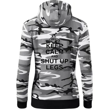 Dámská mikina Keep calm and shut your legs - Dámská mikina trendy zipper s kapucí - XS ( Šedý maskáč )