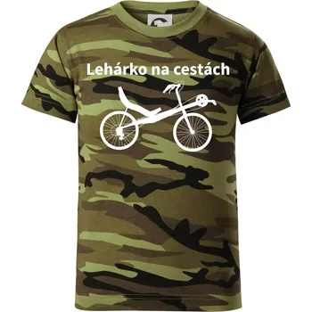 Lehárko na cestách - Dětské maskáčové triko - 134 cm/8 let ( Zelený maskáč )