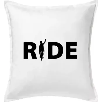 Polštář Ride - nápis s cyklistou - Polštář 50x50 - 50x50 - Pouze potah ( Bílá )