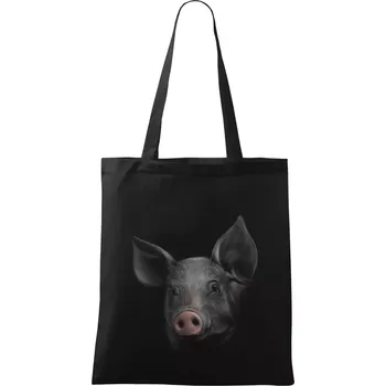 Nákupní taška Prase portrét - Taška bavlněná - 42 x 38 cm ( Černá )