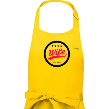 Kuchyňská zástěra Wife since (váš ročník) - Dámská zástěra na vaření - Univerzální velikost ( Žlutá )