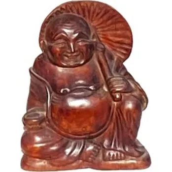 Hotei 20 cm (smějící se, veselý, šťastný, happy Buddha) - dřevěná soška