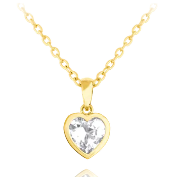 Náhrdelník Stříbrný pozlacený náhrdelník se srdíčkem s čirým zirkonem