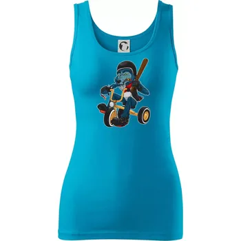 Dámské tričko Vlk na tříkolce - Dámské tílko - M ( Světlý tyrkys )