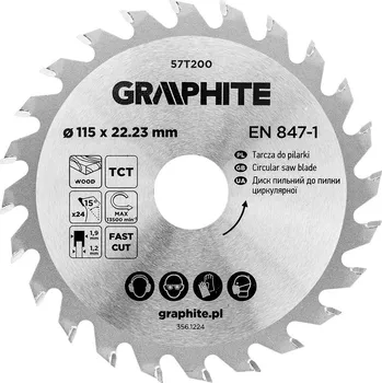 Pilový kotouč Graphite Pilový kotouč, widia, 115 x 22,23 mm, 24 zubů