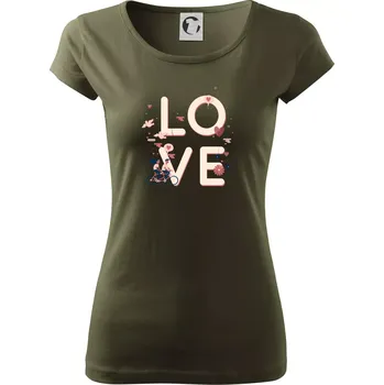 Dámské tričko Love cyklisti pár - Dámské triko Pure - S ( Military )