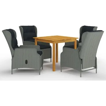 Zahradní sestava vidaXL 5dílný zahradní jídelní set [3067747] Barva: světle šedá
