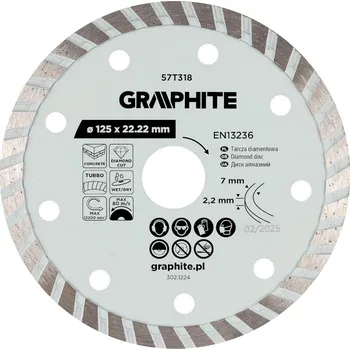 Řezný kotouč Graphite Diamantový řezný kotouč Turbo, 125 x 22,22 mm, suchý a mokrý