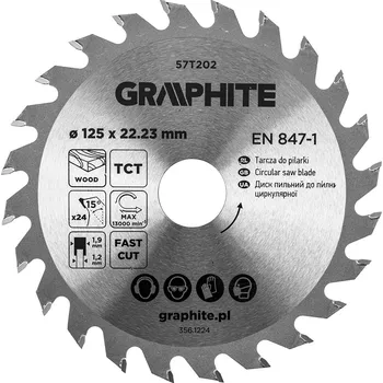 Pilový kotouč Graphite Pilový kotouč, widia, 125 x 22,23 mm, 24 zubů