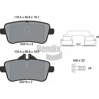 Brzdová destička Sada brzdových destiček, kotoučová brzda BENDIX Braking BPD1331