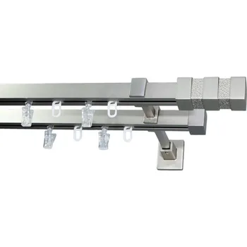 20mm Quadro-dvoutyč-komplet Barva: chrom mat, Délka: 160 cm, Koncovka: Giovanni