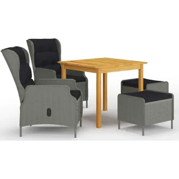 Zahradní sestava vidaXL 5dílný zahradní jídelní set [3067751] Barva: světle šedá