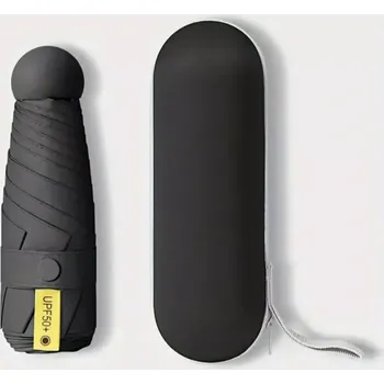 Deštník Malý skládací deštník S UV Ochranou a pouzdrem - ČERNÝ (Značka: MEIQI)