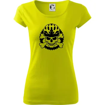 Dámské tričko Lebka cyklisty - helma - Dámské triko Pure - S ( Limetková )