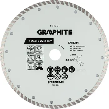 Řezný kotouč Graphite Diamantový řezný kotouč Turbo, 230 x 22,22 mm, suchý a mokrý