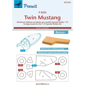 Plastikový model Peewit 1/72 Canopy mask F-82H Twin Mustang (SP.HOB.)