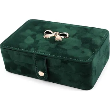 Šperkovnice Stoklasa Malá šperkovnice s mašličkou semiš 11x16x5,5 cm smaragdová