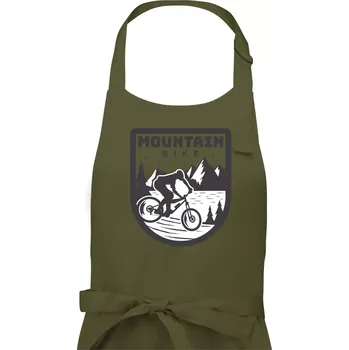 Kuchyňská zástěra MTB mountain bike logo prsa zaoblené - Pánská zástěra na vaření - Univerzální velikost ( Khaki )