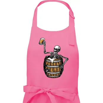 Kuchyňská zástěra Kostra pivo - Pánská zástěra na vaření - Univerzální velikost ( Růžová )