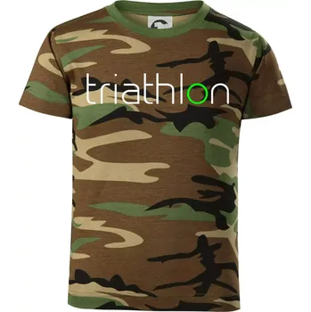 Chlapecké oblečení Triathlon nápis - Dětské maskáčové triko - 134 cm/8 let ( Hnědý maskáč )