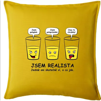 Polštář Jsem realista - skleničky (Hana-creative) - Polštář 50x50 - 50x50 - Pouze potah ( Žlutá )