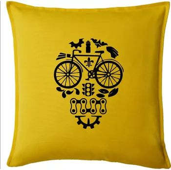 Polštář Bike lebka - Polštář 50x50 - 50x50 - Pouze potah ( Žlutá )