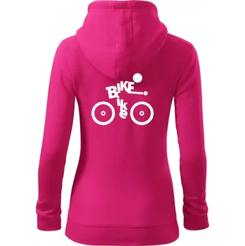 Dámská mikina Bike nápis postava - Dámská mikina trendy zipper s kapucí - 2XL ( Purpurová )