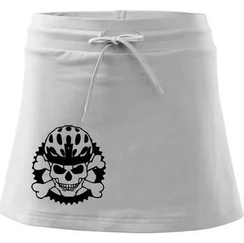 Dámská sukně Lebka cyklisty - helma - Sportovní sukně - two in one - XL ( Bílá )