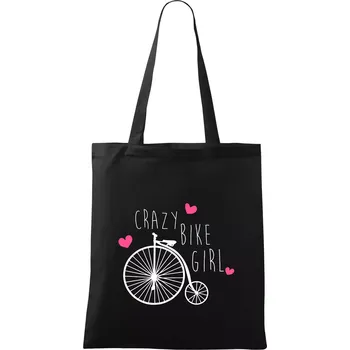 Nákupní taška Crazy bike girl - Taška bavlněná - 42 x 38 cm ( Černá )