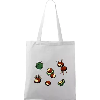 Kaštanová zvířátka - obdelník - Taška bavlněná - 42 x 38 cm ( Bílá )