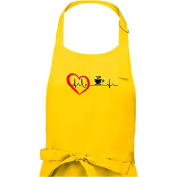Kuchyňská zástěra Moje srdce bije pro kávu - Pánská zástěra na vaření - Univerzální velikost ( Žlutá )